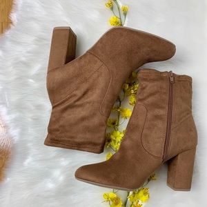New York &Co cognac suede booties size 9